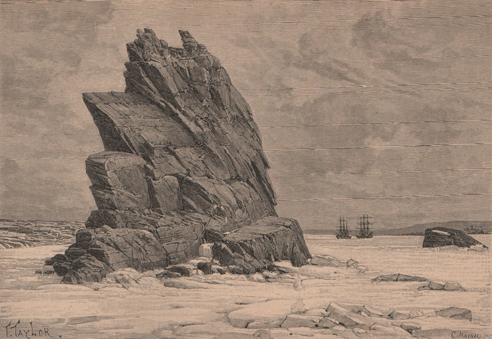 Salvage Rock near Harbour Grace, Newfoundland. Canada 1885 old antique print